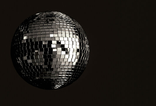 retro disco ball on black 