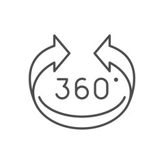360 degrees rotation line outline icon