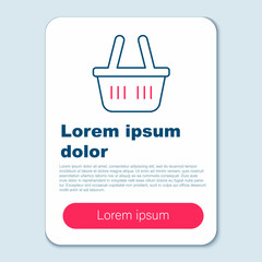 Line Shopping basket icon isolated on grey background. Online buying concept. Delivery service sign. Shopping cart symbol. Colorful outline concept. Vector