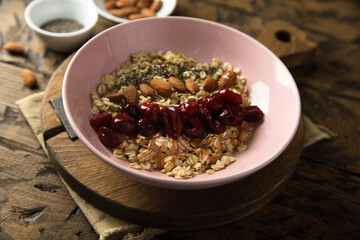 Traditional healthy granola bowl for breakfast
