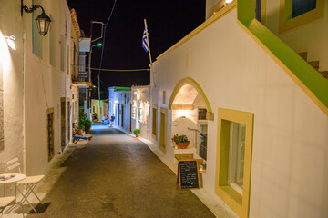 Night view of the picturesque Chora village in Kythira island, Greece