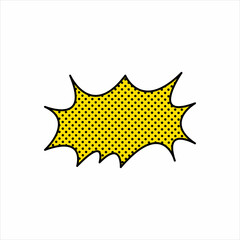 Pop art retro background comics lightning blast. Yellow banner, speech bubble. Flat explosion drawing for your text. Illustration for logo, app, banner, web design, dev, ui, gui. Vector EPS 10