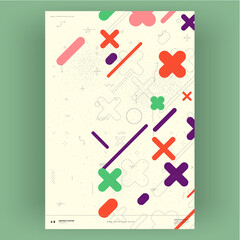 Abstract poster. Vector trendy illustrations of geometric shapes. Memphis and Bauhaus style designs. Modern painting for interior.