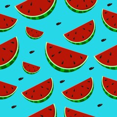 Fresh watermelon seamless pattern vector illustration