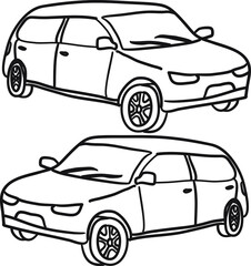 illustration of a family car city car with hand draw style