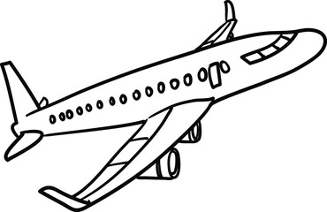 illustration of airplane with hand draw line art sketch cartoon style © Res