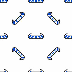 Line Kayak and paddle icon isolated seamless pattern on white background. Kayak and canoe for fishing and tourism. Outdoor activities. Colorful outline concept. Vector