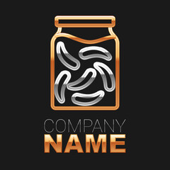 Line Pickled cucumbers in a jar icon isolated on black background. Colorful outline concept. Vector