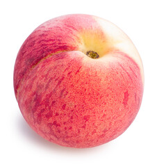 Sweet Pink Peach fruit isolated on white background, Fresh Peach on White Background With clipping path.