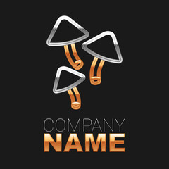 Line Mushroom icon isolated on black background. Colorful outline concept. Vector