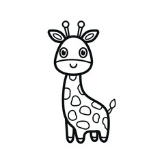 Fototapeta na wymiar Giraffe. Black and white vector illustration. Coloring.