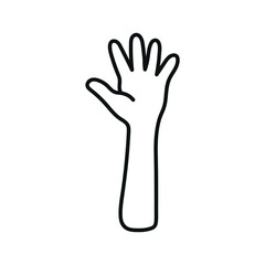 Hand. Black and white vector illustration. Coloring.