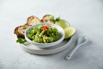 Homemade avocado dip with chili pepper