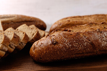 Bread Grain Baguette with Grain and Flour