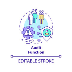 Audit function concept icon. Identity management process abstract idea thin line illustration. Monitoring user behaviour. Isolated outline drawing. Editable stroke. Arial, Myriad Pro-Bold fonts used