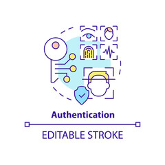 Authentication concept icon. Identity management capability abstract idea thin line illustration. Personal information. Isolated outline drawing. Editable stroke. Arial, Myriad Pro-Bold fonts used