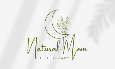 Botanical Floral element Hand Drawn Logo with Wild Flower and Leaves. Logo for spa and beauty salon, boutique, organic shop, wedding, floral designer, interior, photography, cosmetic.