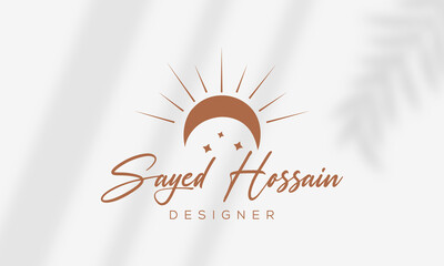 Botanical Floral element Hand Drawn Logo with Wild Flower and Leaves. Logo for spa and beauty salon, boutique, organic shop, wedding, floral designer, interior, photography, cosmetic.