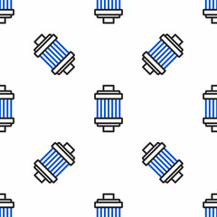 Fototapeta premium Line Car air filter icon isolated seamless pattern on white background. Automobile repair service symbol. Colorful outline concept. Vector