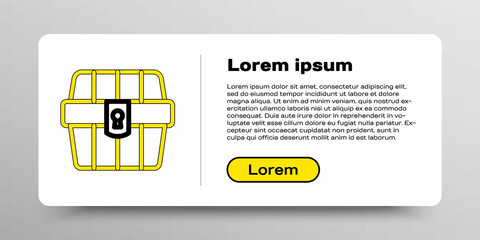 Obraz premium Line Antique treasure chest icon isolated on white background. Vintage wooden chest with golden coin. Colorful outline concept. Vector