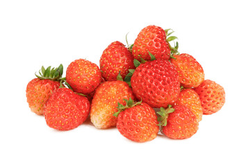Ripe strawberries on a white background, summer berries.