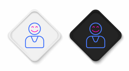 Fototapeta premium Line Happy customer icon isolated on white background. Colorful outline concept. Vector