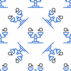Line Gender equality icon isolated seamless pattern on white background. Equal pay and opportunity business concept. Colorful outline concept. Vector