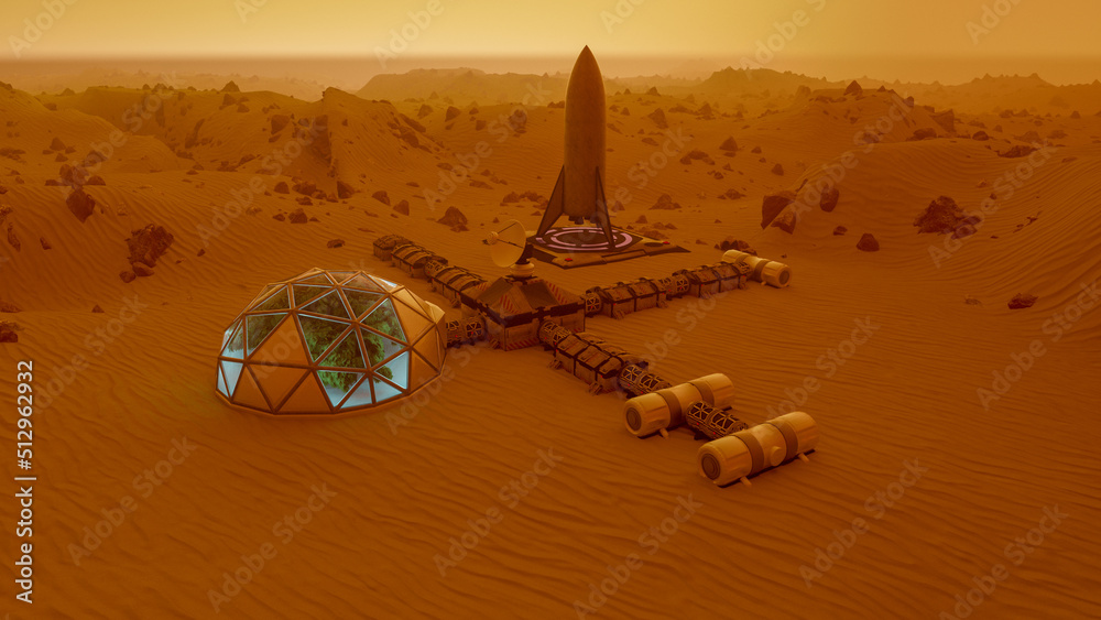 Wall mural an outpost on the red planet mars (3d rendering)