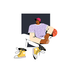 A man in a panama hat with a basketball.