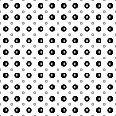 Square seamless background pattern from geometric shapes are different sizes and opacity. The pattern is evenly filled with big black pause symbols. Vector illustration on white background
