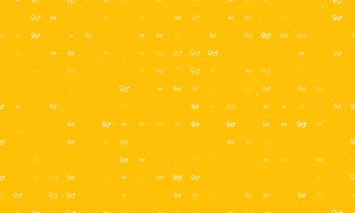 Seamless background pattern of evenly spaced white gender symbols of different sizes and opacity. Vector illustration on amber background with stars