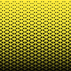 Abstract seamless geometric triangle pattern. Mosaic background of black  triangles. Evenly spaced shapes of different sizes. Vector illustration on yellow background