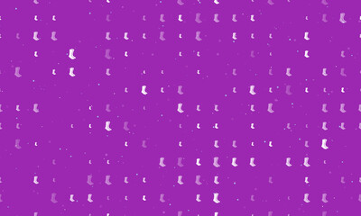 Obraz premium Seamless background pattern of evenly spaced white socks symbols of different sizes and opacity. Vector illustration on purple background with stars