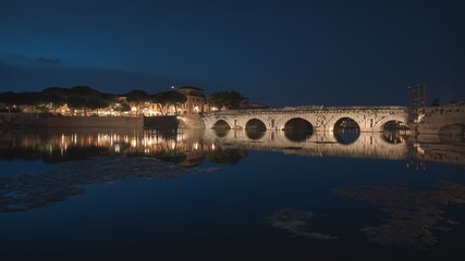 Evening vixino at the Augustus Tiberius Bridge in Rimini