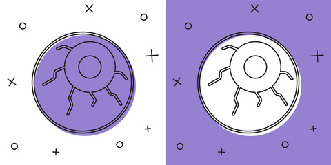 Obraz premium Set Eye icon isolated on white and purple background. Happy Halloween party. Vector