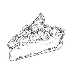 Hand drawn vector lemon cream pie illustration