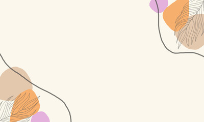 a background with a collection of leaves, abstract bubbles and lines