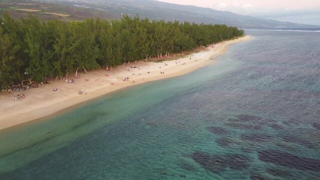 Saint-Gilles, Reunion beach in the seaside resort of Saint-Gilles les Bains on Reunion Island. High quality 4k footage
