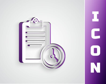 Paper cut Sport training program or fitness plan icon isolated on grey background. Paper art style. Vector