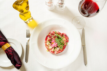 orzotto cooked from pearl barley with beets