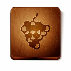 Brown Grape fruit icon isolated on white background. Wooden square button. Vector