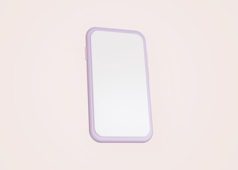 Modern 3d smartphone on pink background. 3d rendering.