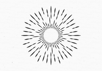 Obraz premium Sunburst vintage design. Circle light rays, sun burst isolated on a grunge background. Decorative element template. Vector illustration.