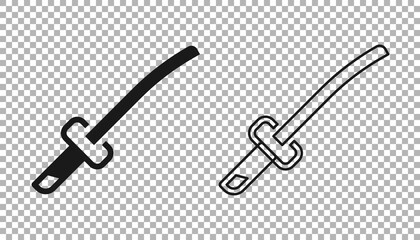 Black Traditional Japanese katana icon isolated on transparent background. Japanese sword. Vector