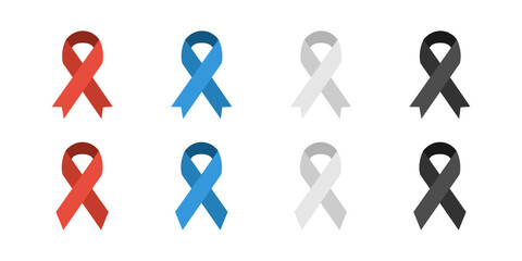Awareness ribbon. Vector illustration. Label awareness ribbons collection.