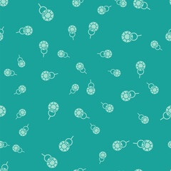 Green Gem stone icon isolated seamless pattern on green background. Jewelry symbol. Diamond. Vector