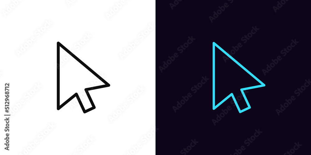 Sticker outline mouse cursor icon, with editable stroke. computer arrow sign to select and click, interface 