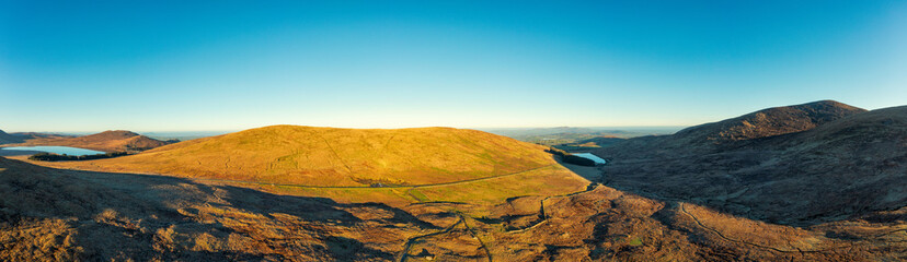 panoramic Aerial view of winter morning in Mourne Mountains area,Northern Ireland