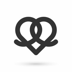 Grey Pretzel icon isolated on white background. German comfort food pastry. Oktoberfest festival. Vector