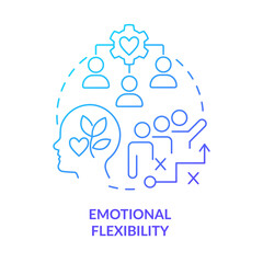 Emotional flexibility blue gradient concept icon. Reaction to stress. Leader flexibility type abstract idea thin line illustration. Isolated outline drawing. Myriad Pro-Bold fonts used